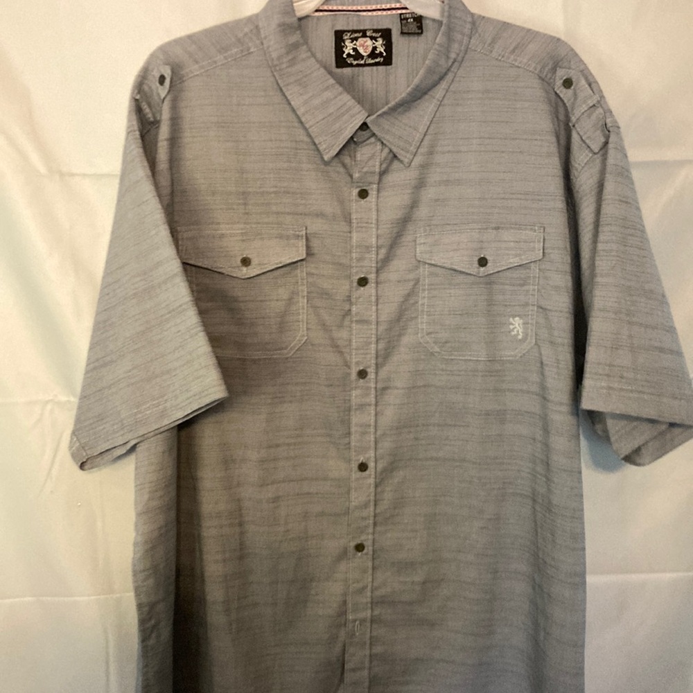 Lions Crest by English Laundry - Men's Gray Short Sleeve Shirt Size 4X